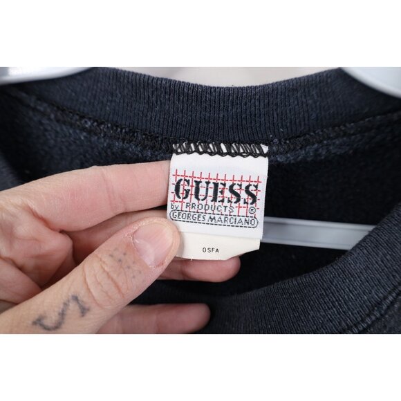 Vtg 80s 90s Georges Marciano Guess Jeans Women OS Faded Spell Out Sweatshirt USA - Picture 9 of 13